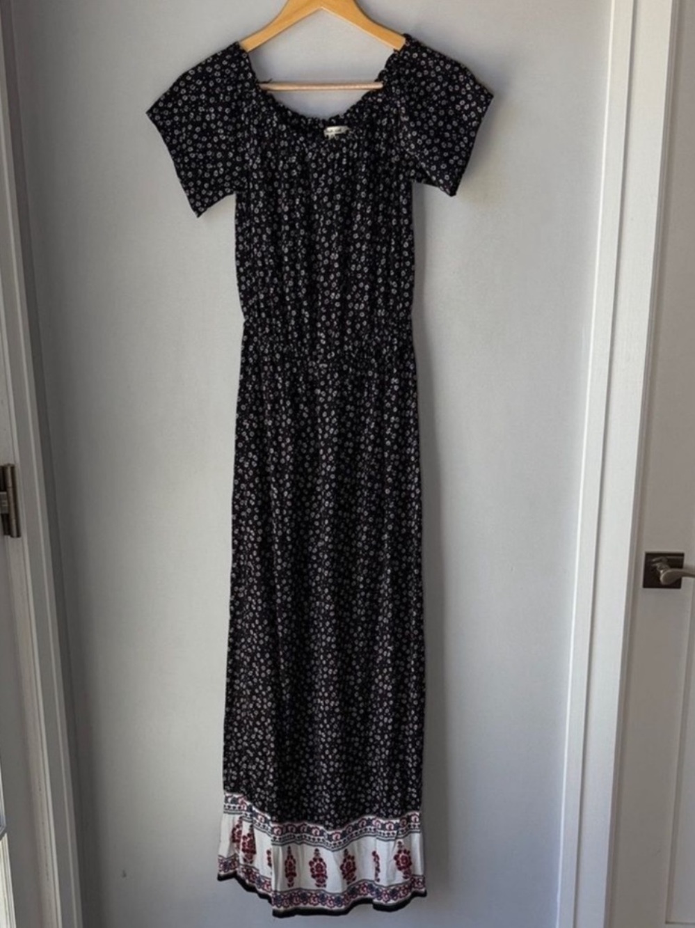 Bleuh Ciel Boho Floral Maxi Elastic Waist Dress